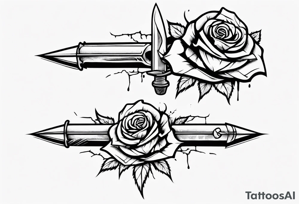 dagger cutting through a rose with blood sprayed around tattoo idea dagger cutting through a rose with blood sprayed around tattoo idea