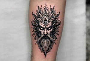 beautiful dmt deity with 3rd eye open tattoo idea