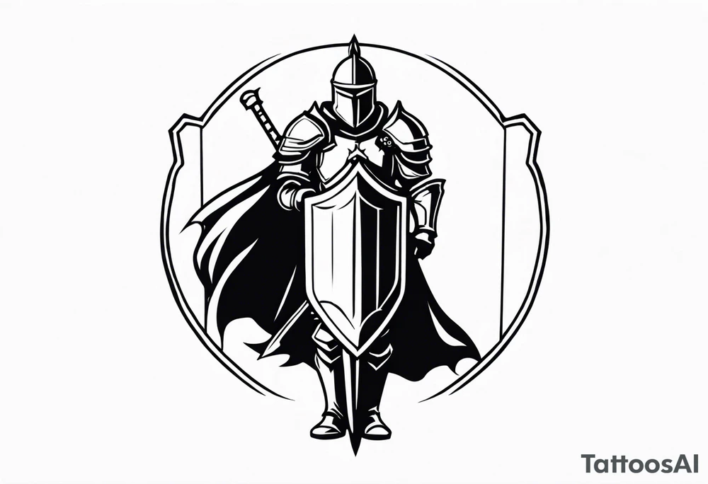 knight with a shield and sword tattoo idea