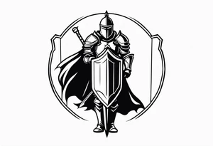 knight with a shield and sword tattoo idea