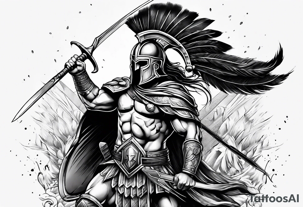 Spartan warrior point spear up tattoo idea