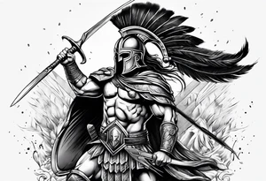 Spartan warrior point spear up tattoo idea