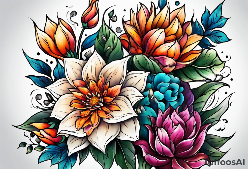 flower fire for a male tattoo idea