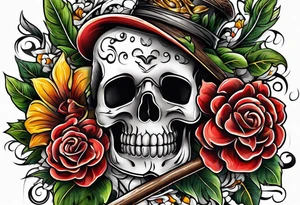 Rip flowers golfing cigars tattoo idea