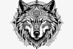 a wolf revealing its skull inspired by elden ring in sigil style tattoo idea