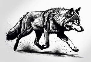 strength, small, running young wolf, elegant, sun, lenghty tattoo idea