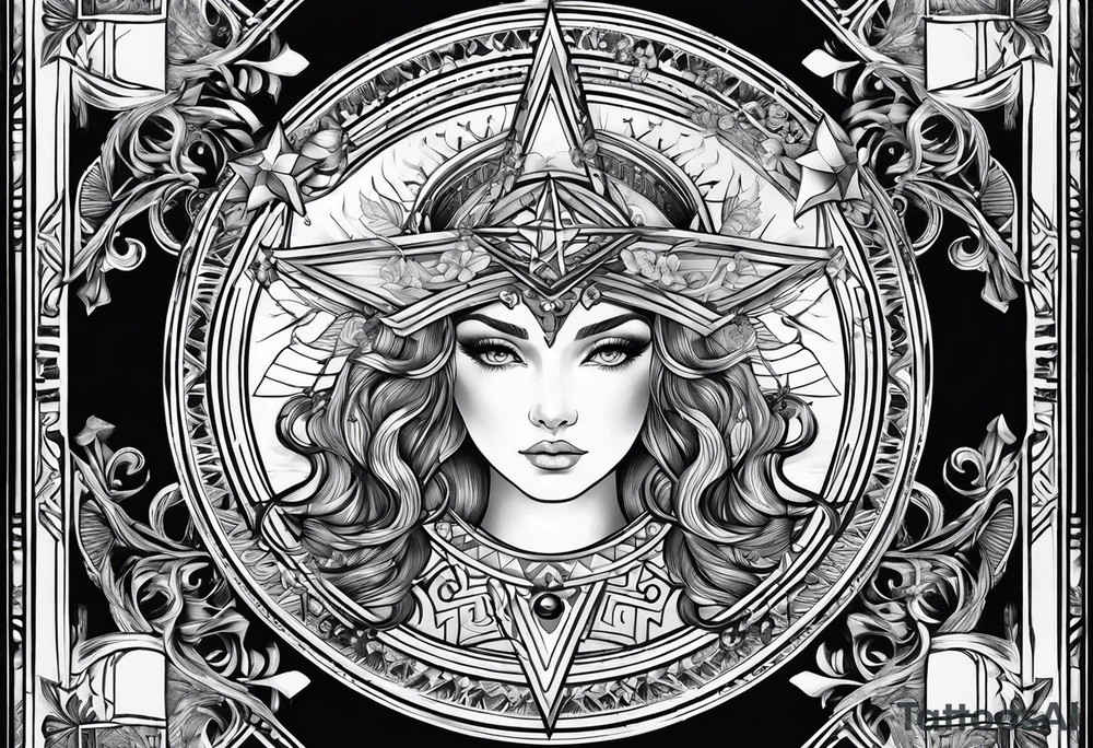 tarot card star with Aquarius feeling tattoo idea