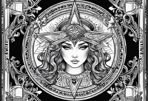 tarot card star with Aquarius feeling tattoo idea
