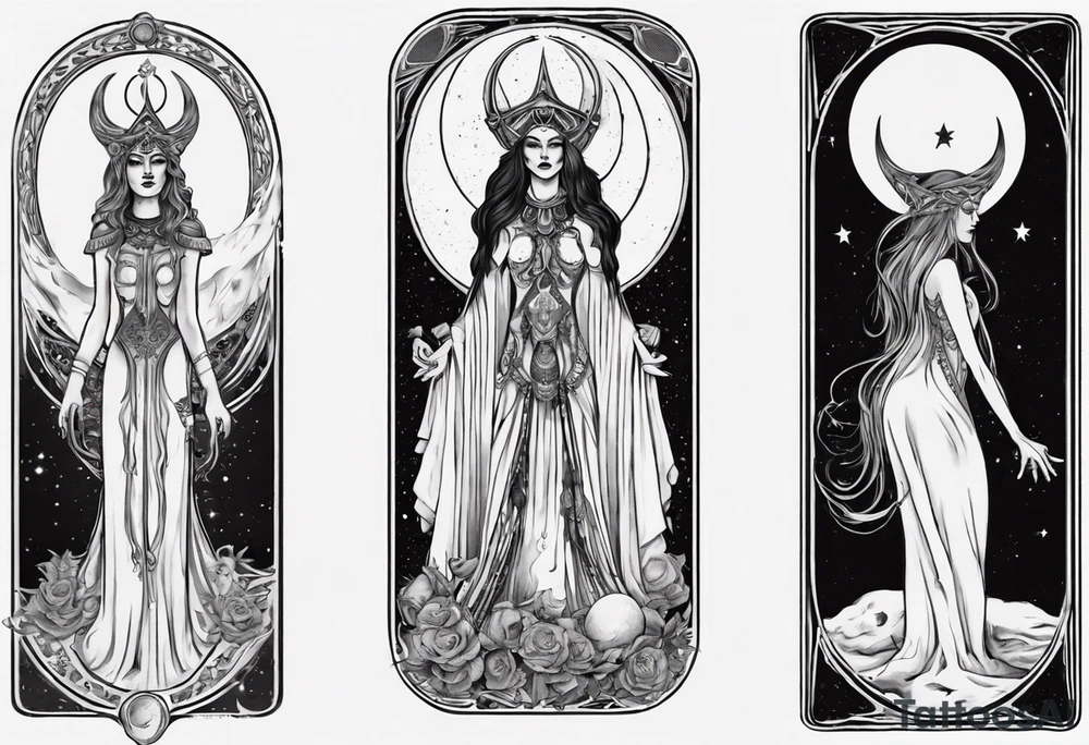 The High Priestess and the moon. TArot. tattoo idea