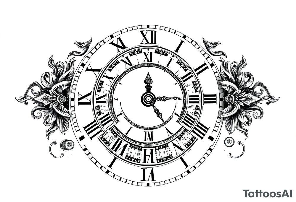 vintage roman numerals within ornate clockwork mechanism tattoo idea