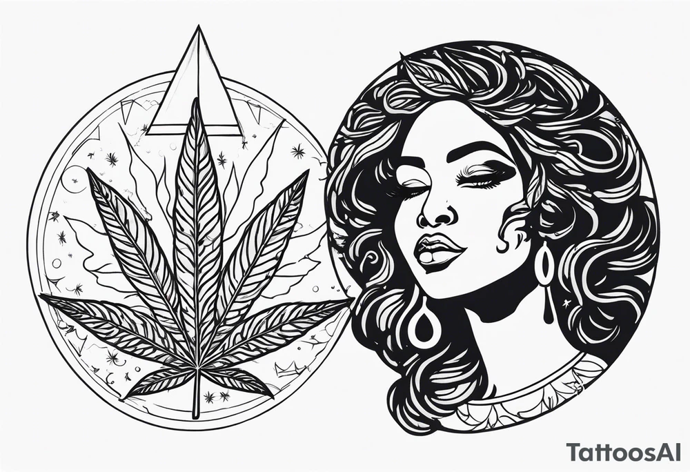 Black Goddess of marijuana tattoo idea