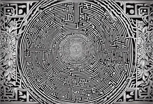 a labyrinth made out of a tree. There is no way to get to the center of the maze. The maze should be made out of branches tattoo idea