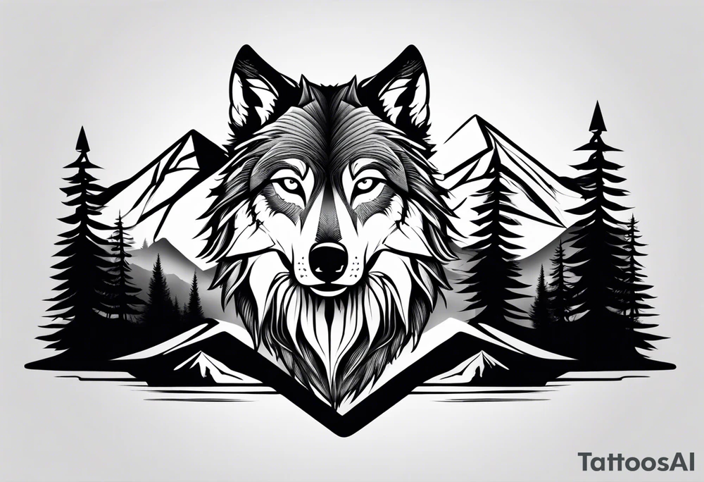 Mountains, wolf eyes underneath tattoo idea