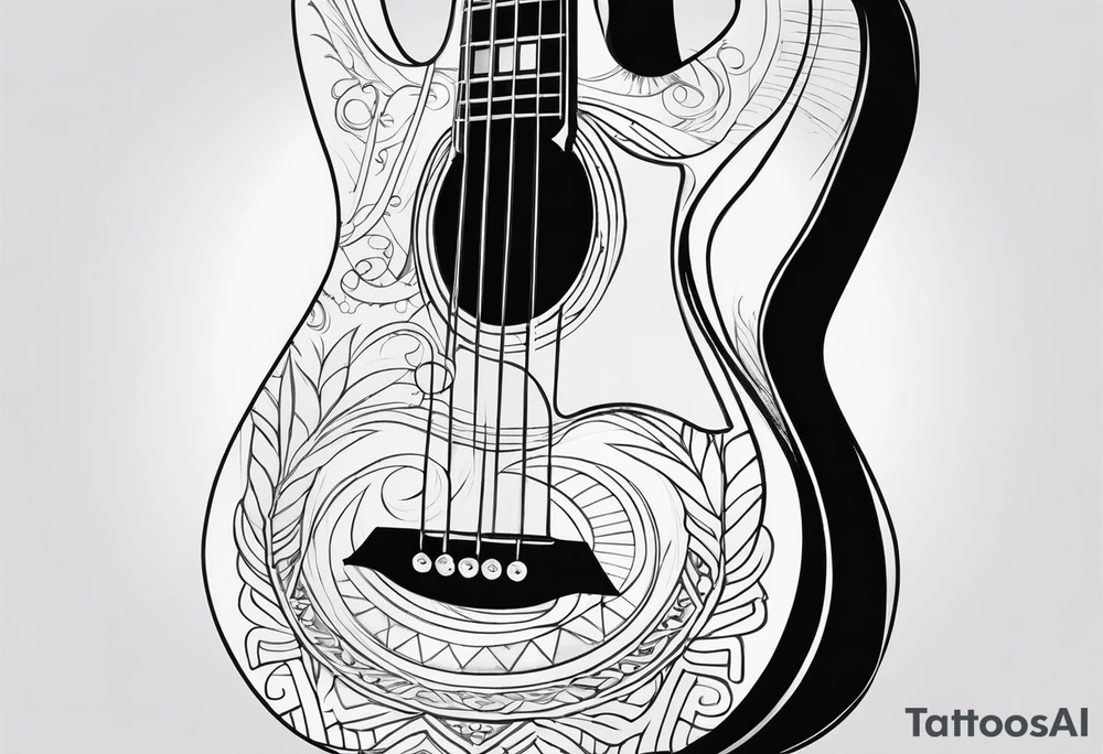 Acoustic bass guitar, wood, tattoo idea