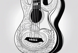 Acoustic bass guitar, wood, tattoo idea