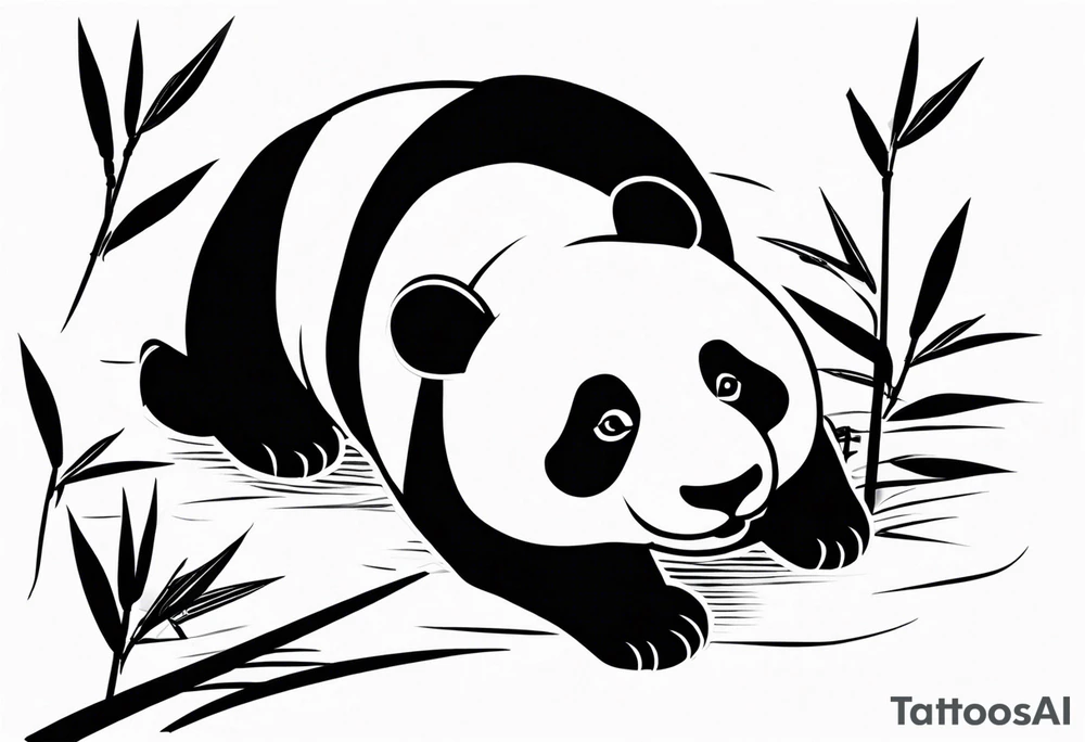 Panda eating or playing with bamboo tattoo idea