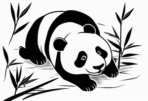 Panda eating or playing with bamboo tattoo idea