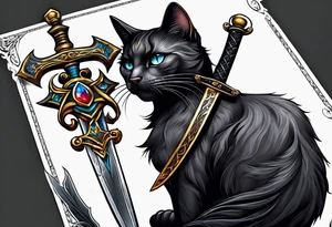 Black cat and sword tattoo idea