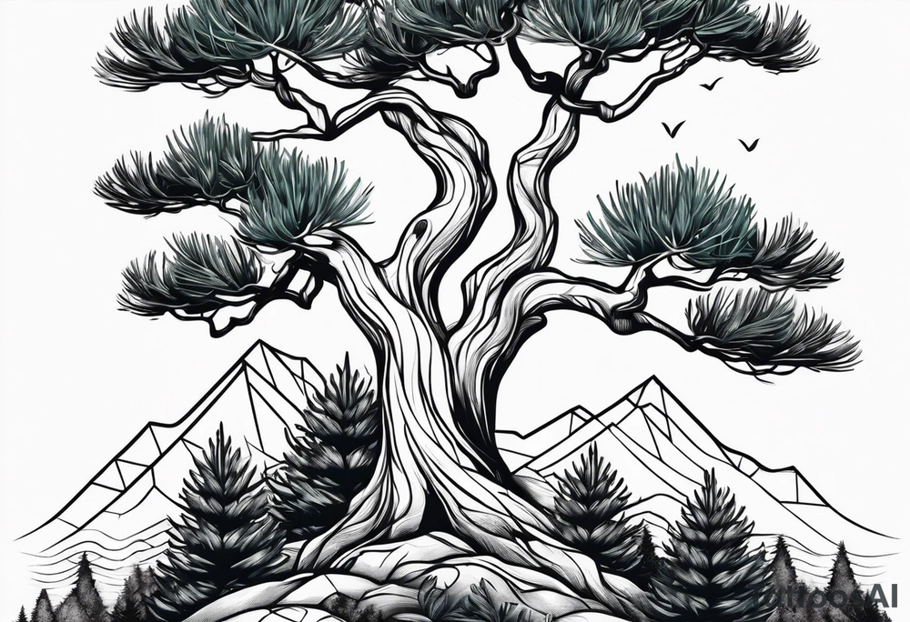 Pine tree and juniper tree tattoo idea