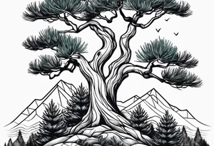 Pine tree and juniper tree tattoo idea