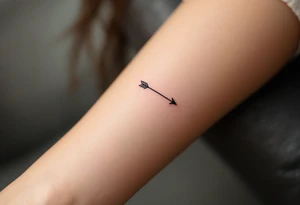 A single line with a dot above it, with an flowing arrow around tattoo idea