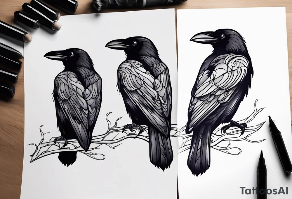 Generate a tattoo of a raven for the forearm tattoo idea