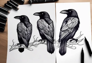 Generate a tattoo of a raven for the forearm tattoo idea