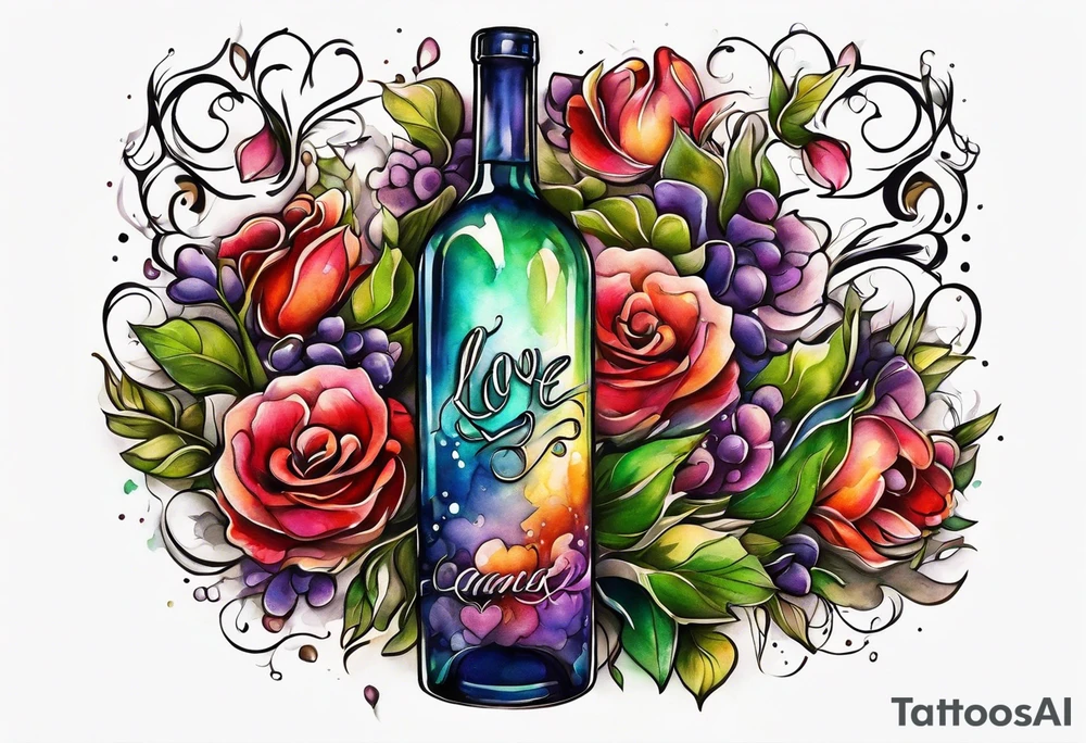 Love coming out of an uncorked bottle tattoo idea