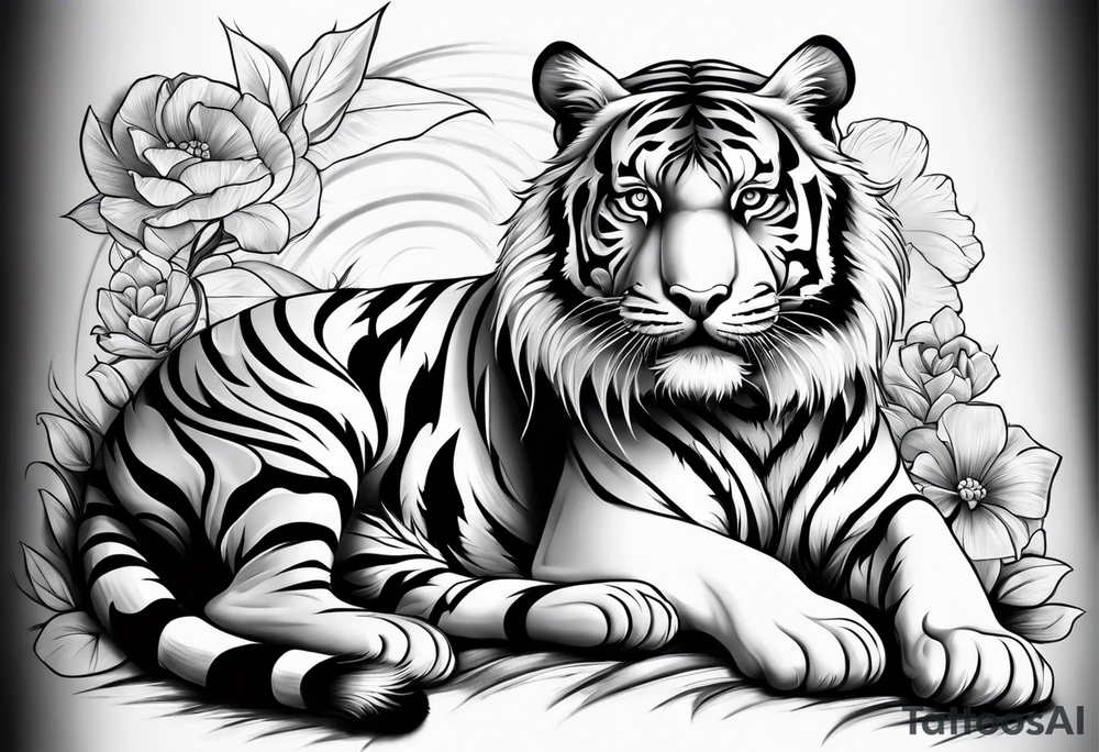 Tiger and cross tattoo idea