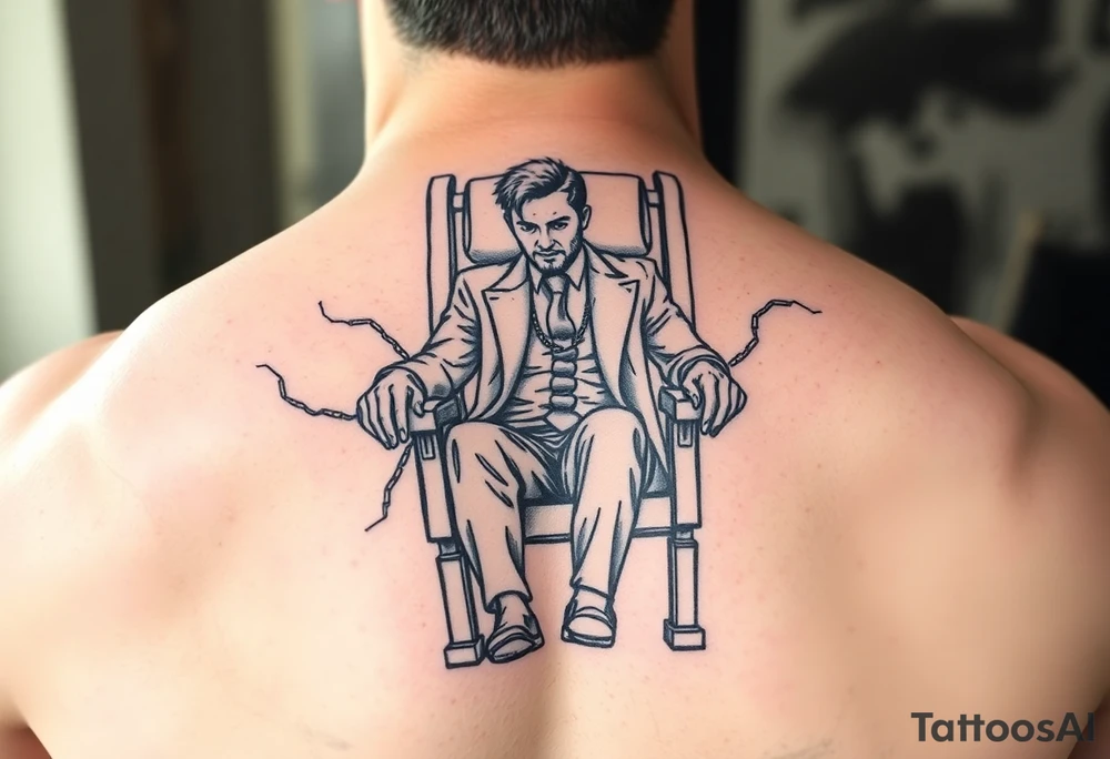 powerful man in an electric chair tattoo idea