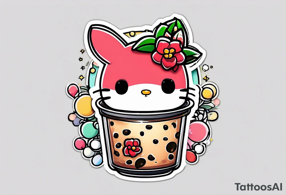 super cute anime boba tea sanrio tattoo idea