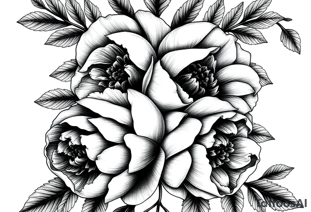 ornaments of peonies tattoo idea