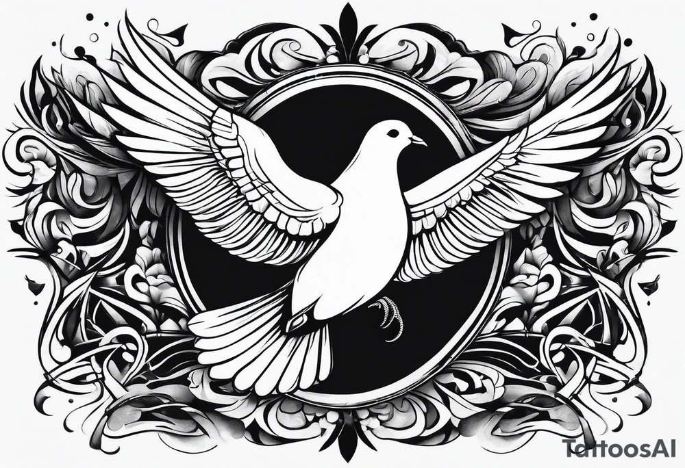 Dove flying horizontally tattoo idea