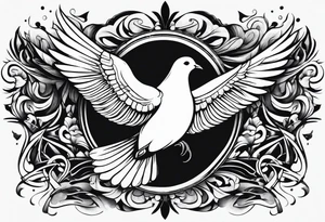 Dove flying horizontally tattoo idea