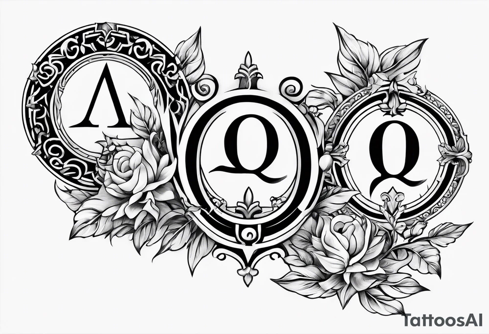 Greek Capital Letter Omega symbol black magic style tattoo idea