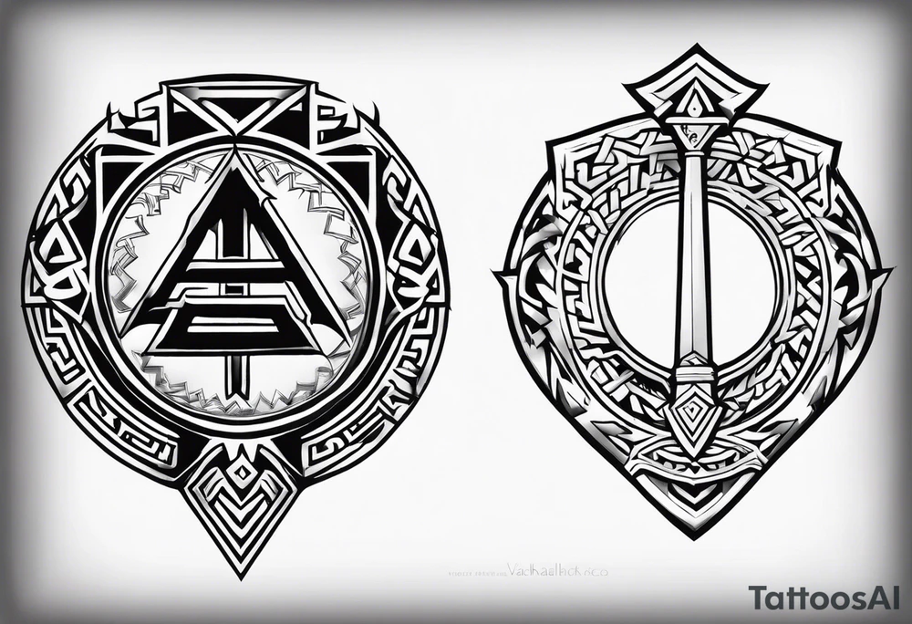 Valhalla shield sword valknut tattoo idea