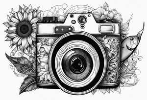 sunflower, camera, fish, tattoo idea