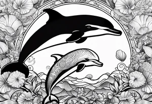 Dolphin and shells tattoo idea