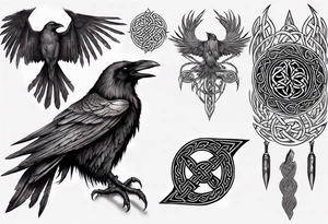 skyrim style raven with celtic knotwork tattoo idea