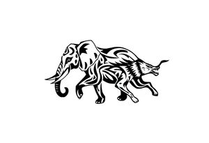 elephant and a wolf running together tattoo idea