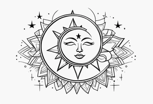 Sun and moon and stars tattoo idea