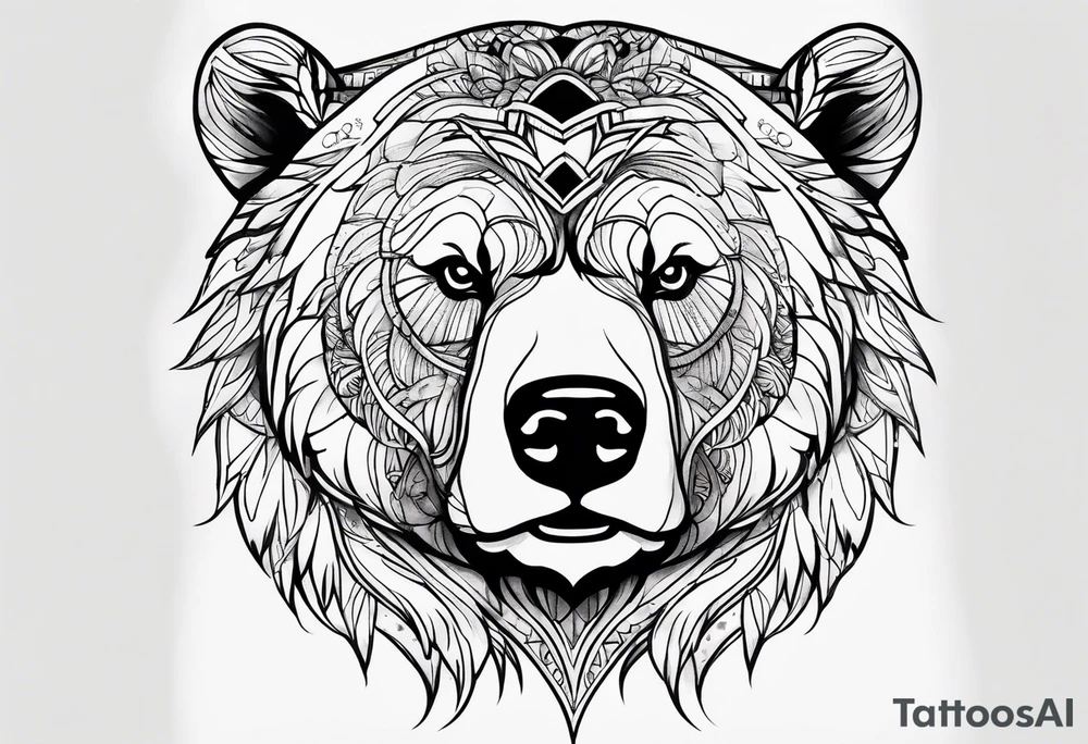 Bear face tattoo idea
