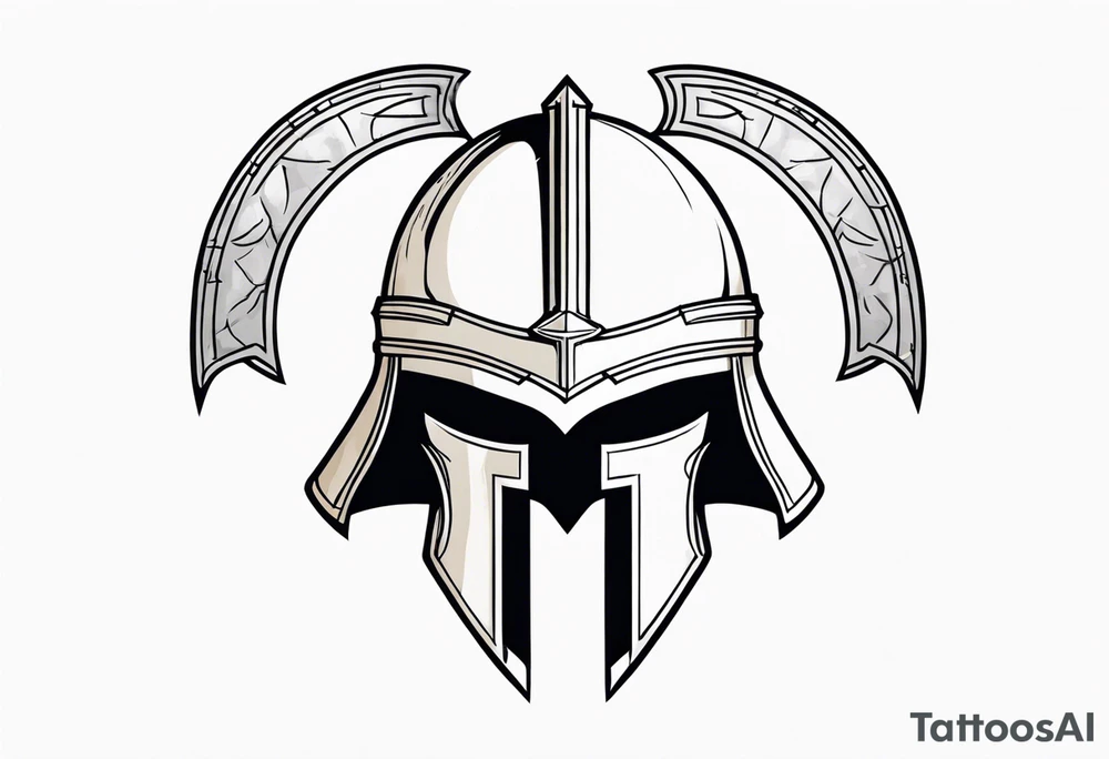 Ancient spartan helmet in a trinity symbol tattoo idea