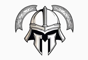 Ancient spartan helmet in a trinity symbol tattoo idea
