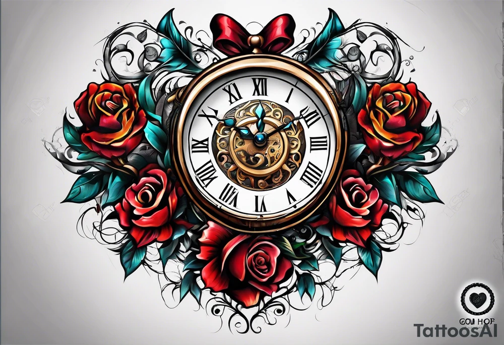Heart with clock hands on 8 and 5 tattoo idea