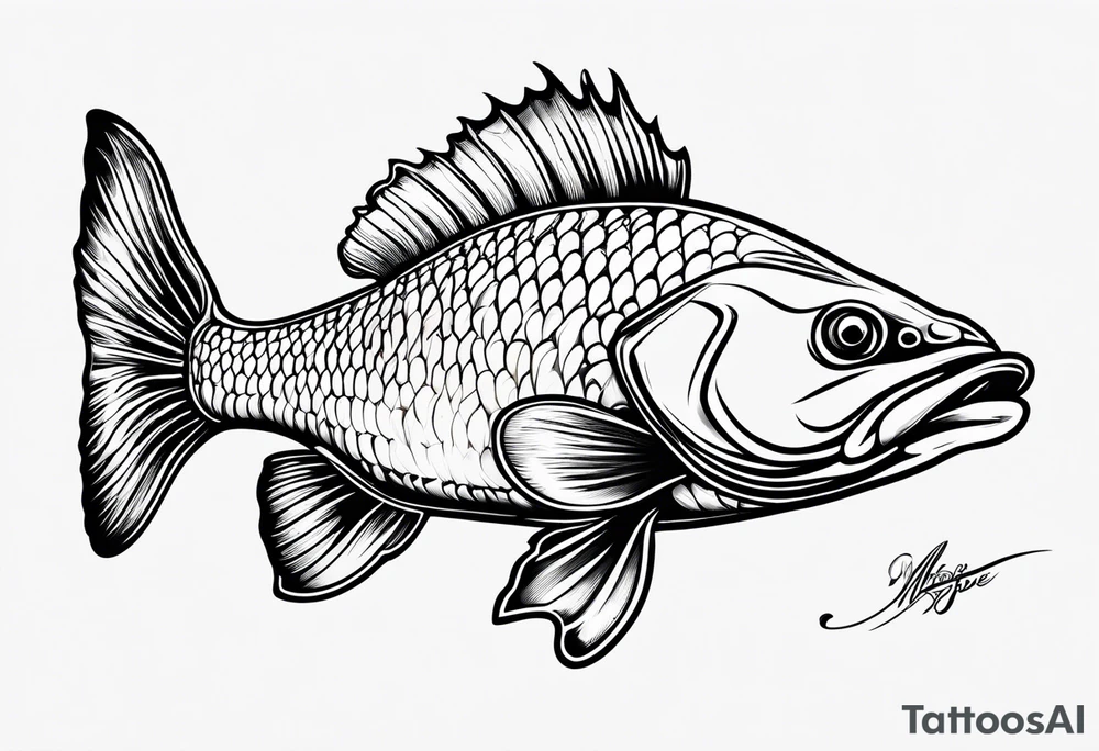 outline walleye simple small no scales tattoo idea