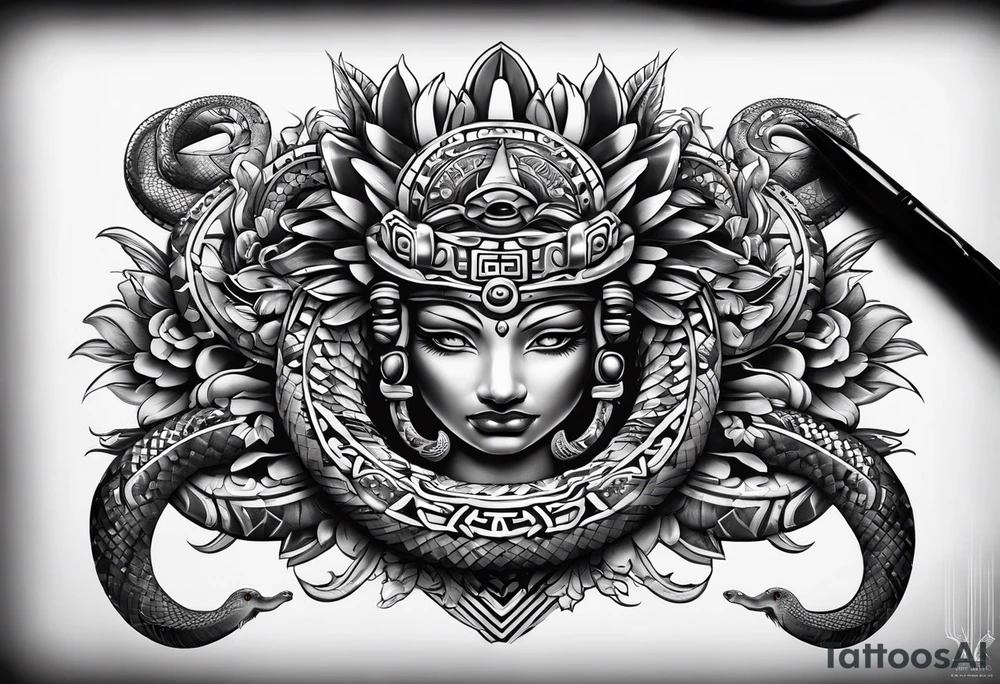 aztec kukulkan snake sleeve tattoo idea