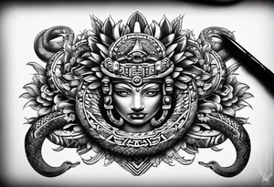 aztec kukulkan snake sleeve tattoo idea