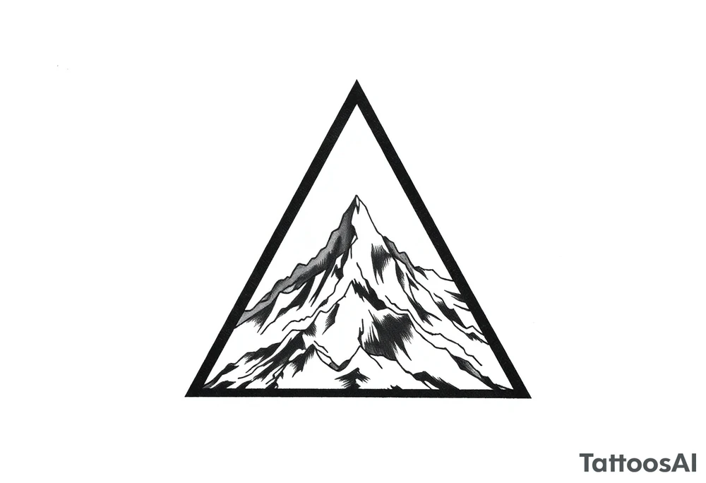 Triangle with mountain inside tattoo idea