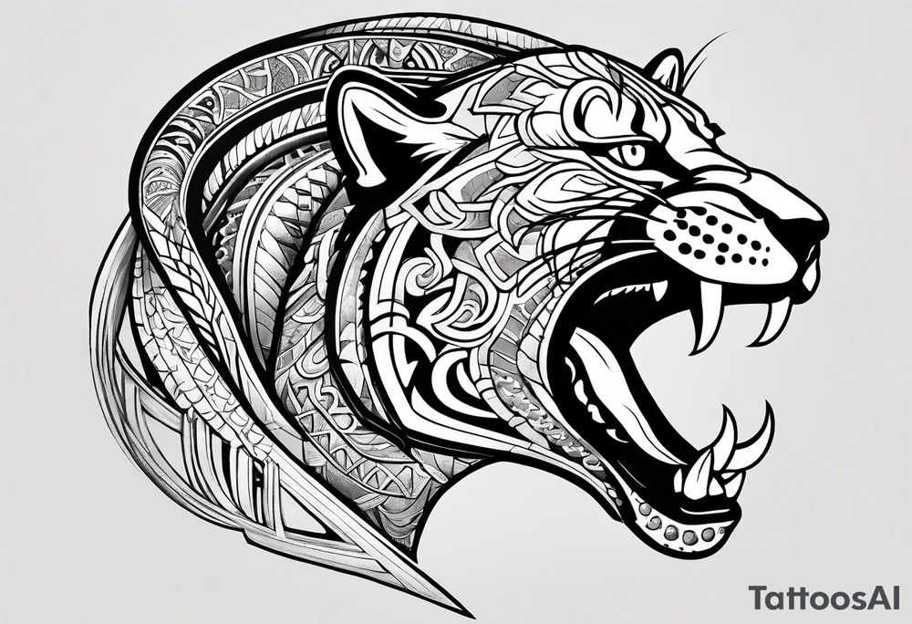 aztec black jaguar with snake tattoo idea